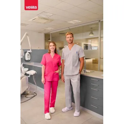 Egészségügyi kevertszálas scrub felső, színes (Ultramarin)