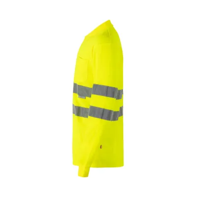 Velilla jólláthatósági hosszú ujjú pique póló, pamutgazdag (Neon sárga)
