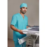 Egészségügyi kevertszálas scrub felső, színes (Türkiz)