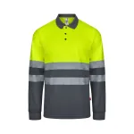 Velilla jólláthatósági hosszú ujjú pique póló (Szürke-Neon sárga)